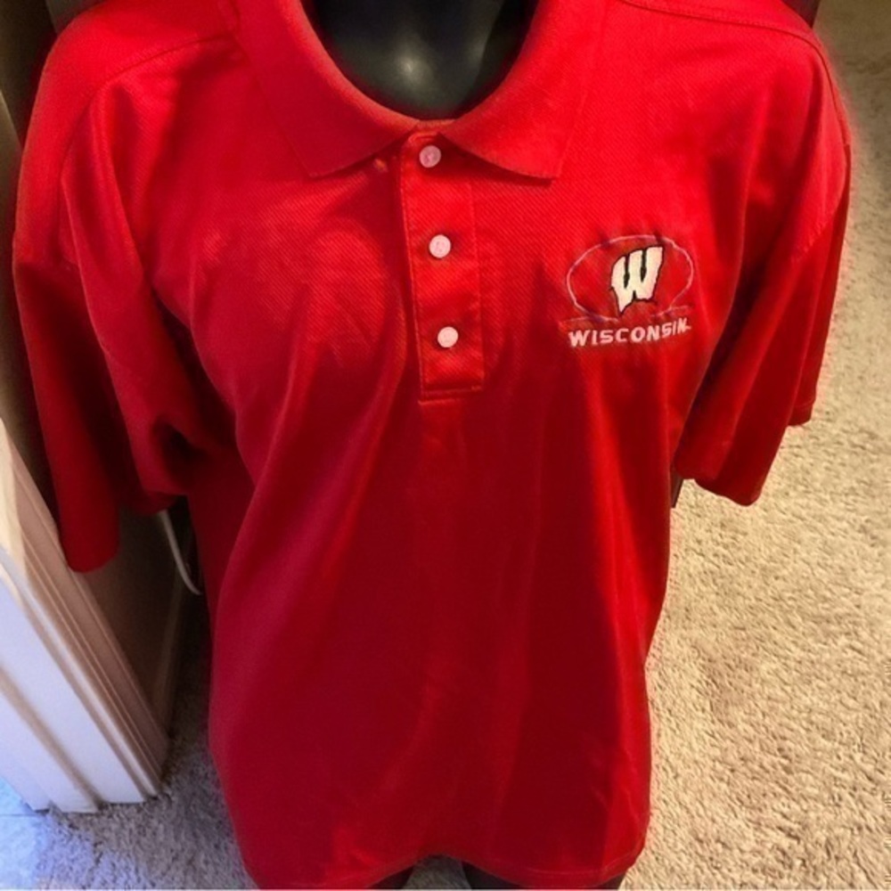 Men’s used red starter Wisconsin football Badgers size XL polo shirt - Picture 1 of 5